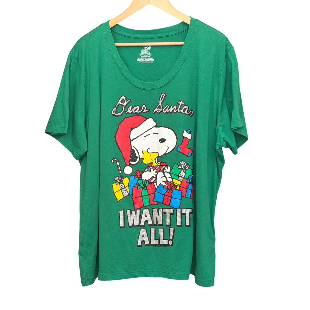 2011 Peanuts Snoopy Christmas T-Shirt Holiday Festive Graphic Tee 4X Whimsical